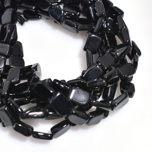Black Onyx Rectangle Beads – Smooth Polished Gemstone Strand for Jewelry
