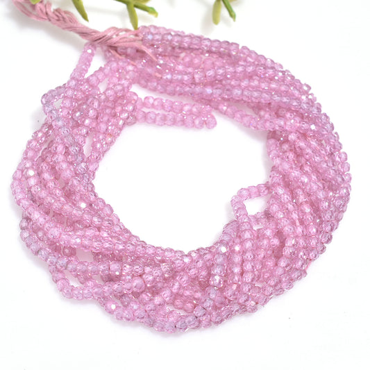 Light Pink Hydro Beads – Micro Cut Zircon Shine Rondelle Strand