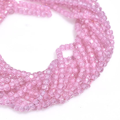 Light Pink Hydro Beads – Micro Cut Zircon Shine Rondelle Strand