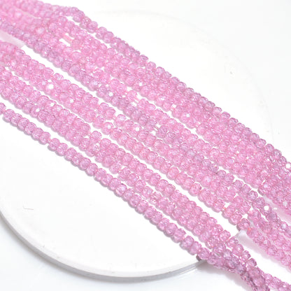 Light Pink Hydro Beads – Micro Cut Zircon Shine Rondelle Strand