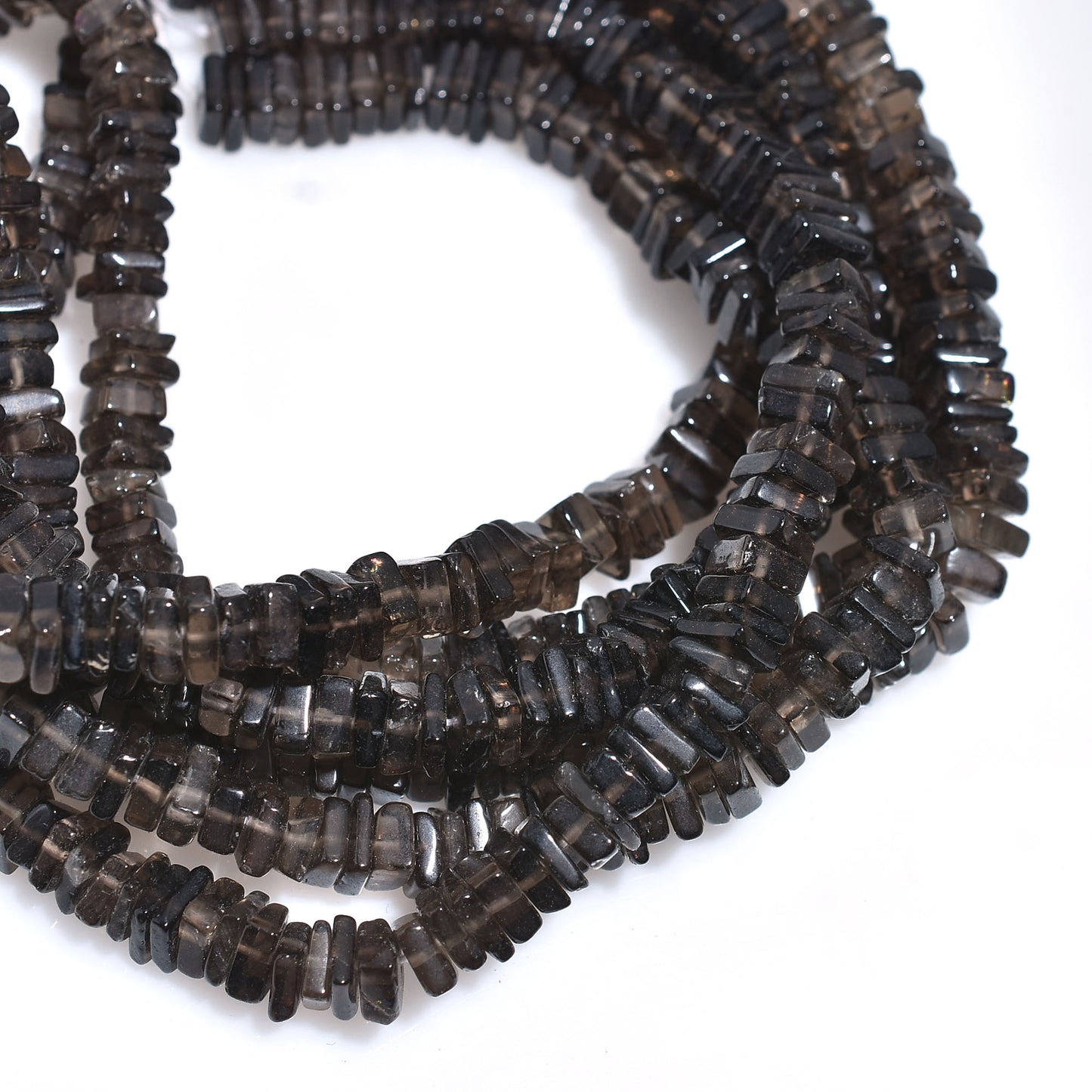 Brown Smoky Quartz Beads – Smooth Heishi Square Gemstone Strand