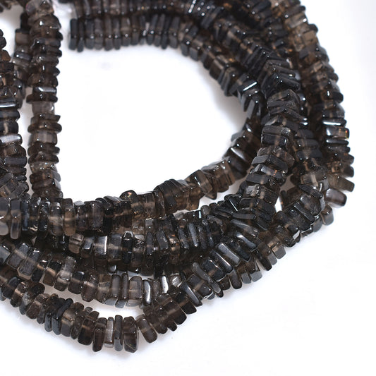 Brown Smoky Quartz Beads – Smooth Heishi Square Gemstone Strand