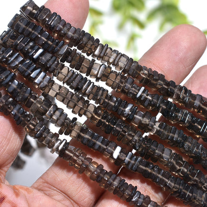 Brown Smoky Quartz Beads – Smooth Heishi Square Gemstone Strand