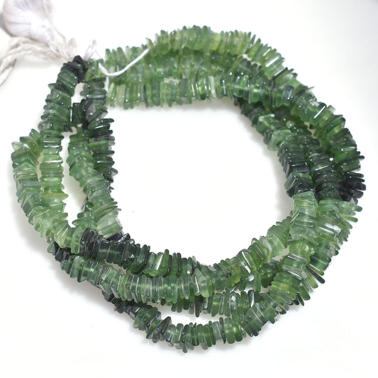 Serpentine Heishi Beads Strand – Green Square Flat Gemstones