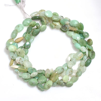 Natural Chrysoprase Beads – Faceted Oval Nugget Gemstone Strand