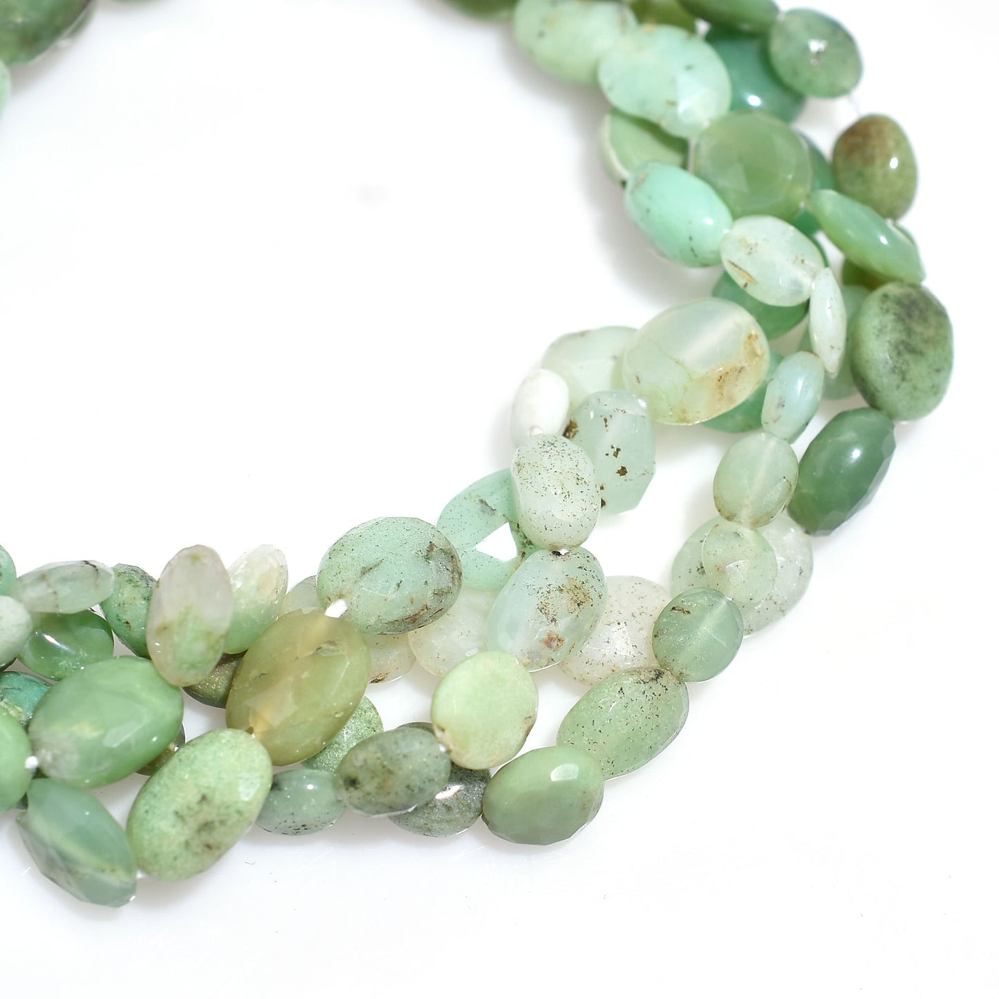 Natural Chrysoprase Beads – Faceted Oval Nugget Gemstone Strand