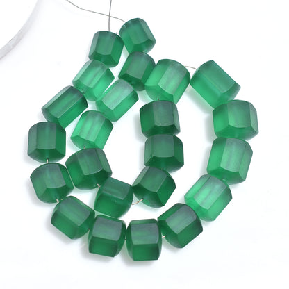 Elegant Green Glass Beads, Hexagon cylinder Shape Matte Green Glass Beads Strand – Hexagon Cylinder Shape Bead For Necklace & Bracelet