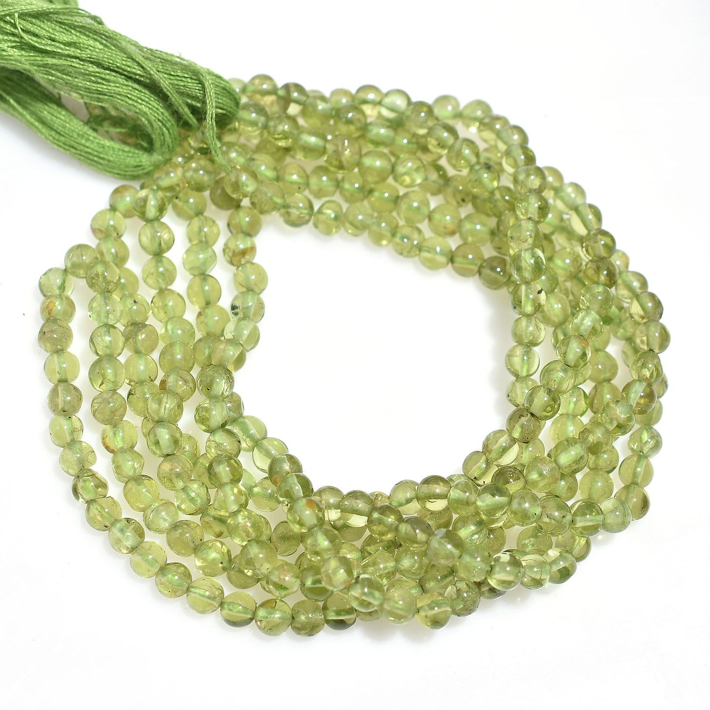 4mm Peridot Gemstone Beads, Natural Gemstone Smooth Round Shape Beads, Handmade Green Loose Crystal Beads For Necklace & Bracelet Jewelry