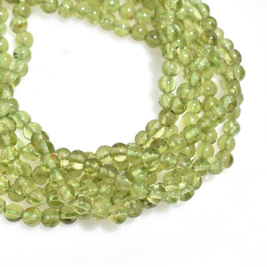 4mm Peridot Gemstone Beads, Natural Gemstone Smooth Round Shape Beads, Handmade Green Loose Crystal Beads For Necklace & Bracelet Jewelry