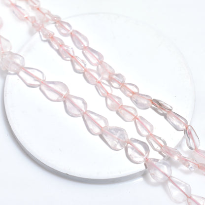 Natural Rose Quartz Beads – Polished Uneven Pear Shape Gemstone Strand