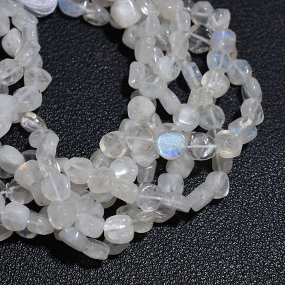 rainbow moonstone, moonstone beads, coin beads, blue fire beads, gemstone strand, smooth beads, crystal beads, jewelry making, moonstone strand, 5mm beads, 6mm beads, necklace beads, bracelet beads, gemstone jewelry, beaded jewelry, natural moonstone, loose beads, moonstone crystal, healing stone, crystal strand