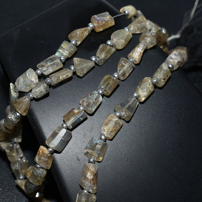 Natural Labradorite Faceted Nugget Beads – Blue Flash Gemstone Strand