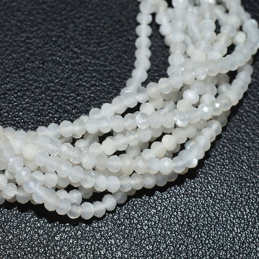 white moonstone, moonstone beads, faceted beads, tiny beads, 3.5mm beads, rondelle beads, gemstone strand, crystal beads, jewelry making, loose beads, moonstone strand, dainty jewelry, bracelet beads, necklace beads, gemstone jewelry, healing stone, beading supplies, natural gemstone, diy jewelry, crystal strand