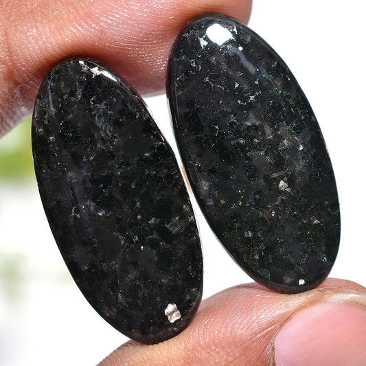 Natural Nuummite Matched Pair – Polished Gemstones for Jewelry Making