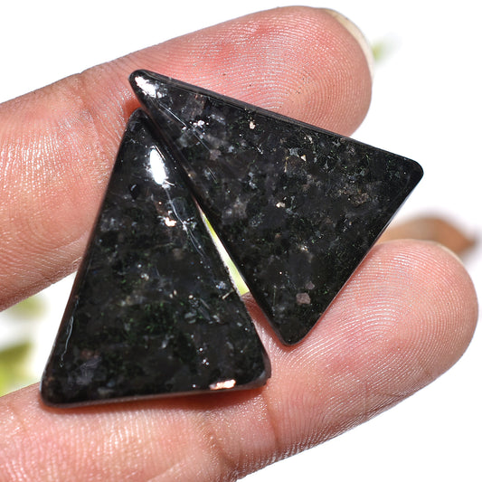 Natural Black Nuummite Pair –  Wholesale Smooth Fancy Stones for Earrings