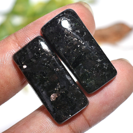 Rectangle Flashy Golden Nuummite Pair – Natural Cabochons for Jewelry Making