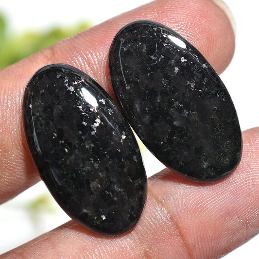 Golden Flash Nuummite Pair – Natural Stones for Jewelry Designers