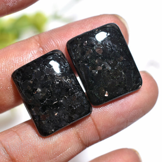 Wholesale Nuummite Gemstone Pair – High Quality Loose Cabochons for Custom Jewelry