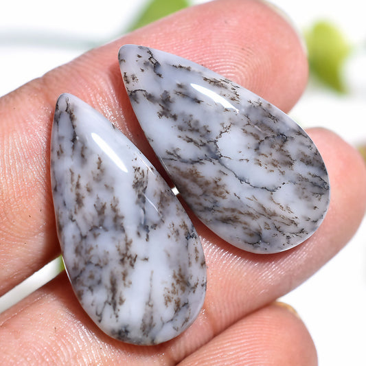 Teardrop Dendrite Opal Stones Set – Wholesale Gemstone Pair For Jewelry