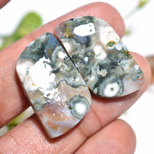 Designer Ocean Jasper Pair – Unique Cabochons for Jewelry Craft