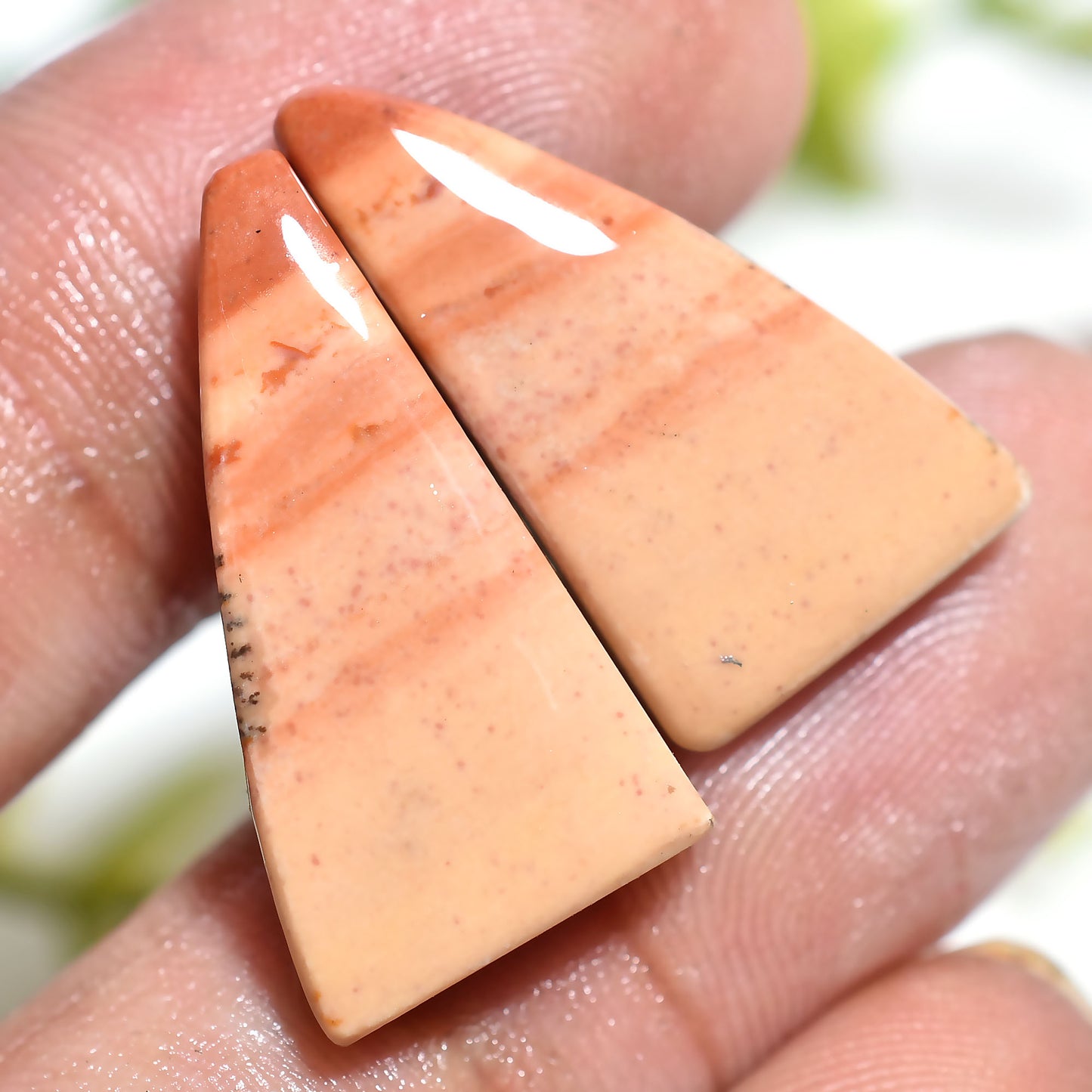 Fancy Warm Tone Jasper Pair – Natural Banded Jasper Matching Gemstone Pair