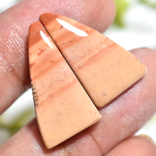 Fancy Warm Tone Jasper Pair – Natural Banded Jasper Matching Gemstone Pair