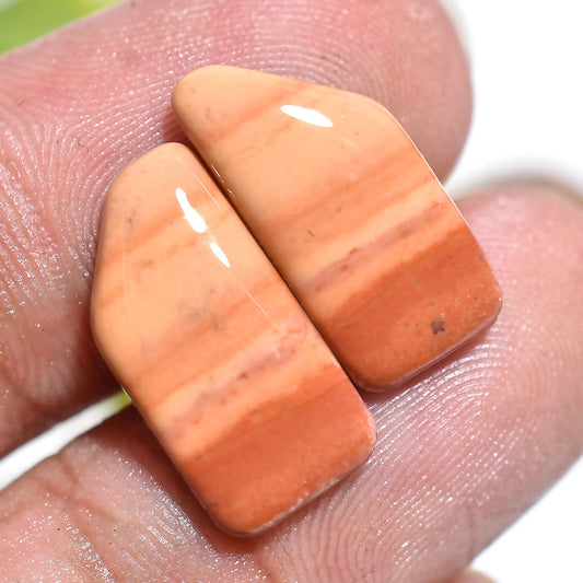 Designer Peach Banded Jasper Pair – Fancy Cut Stones for Jewelry