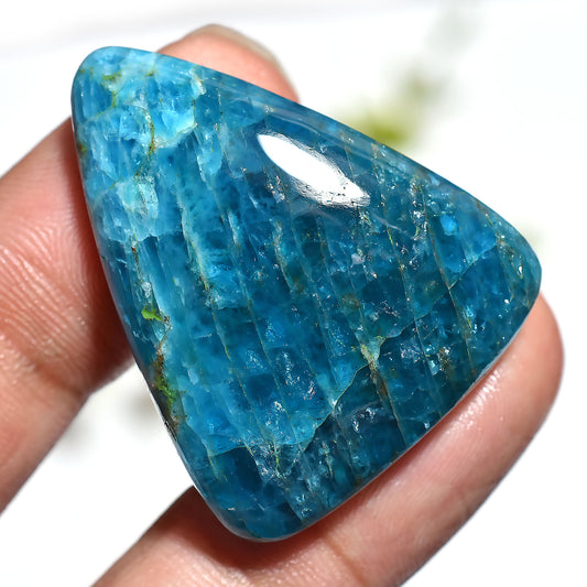 Luminous Neon Apatite Cabochon – Bright Polished Gem for Jewelry Making