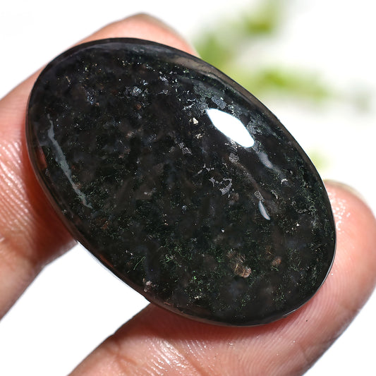 Natural Nuummite Cabochon - Oval Flat Back Gemstone for Jewelry, Wholesale Polished Stone