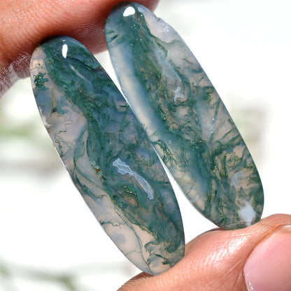 Earth Spirit Moss Agate Gemstone Pair – Wholesale  Natural Matched Stone Set For DIY Jewelry