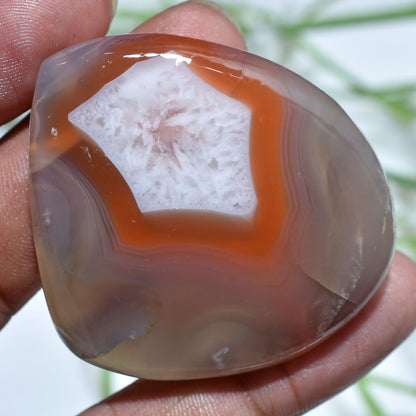 Natural Botswana Agate Gemstones – Fancy Shaped Smooth Polished Stone for Pendant Making (46x43x6mm,/162ct)
