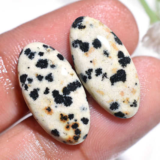 Unique Dalmatian Jasper Matching Pair – Spotted Gemstones for Jewelry Making