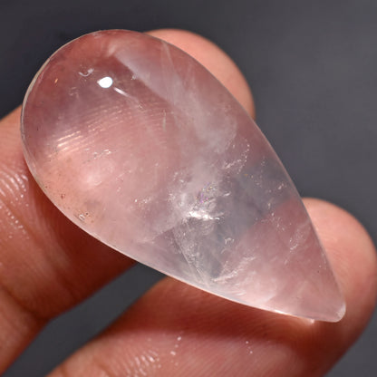 Beautiful Pink Rose Quartz Natural Cabochon, Teardrop Shaped Polished Stone For Jewelry