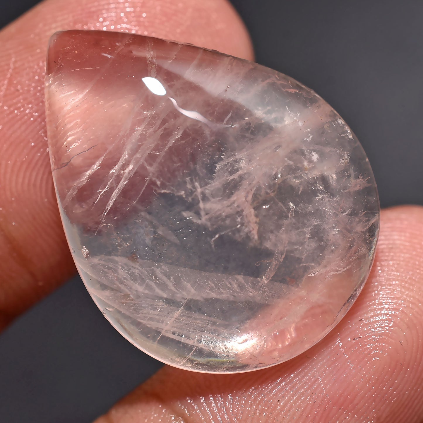 Amazing Rose Quartz Cabochon, Pear Shape Smooth Pink Natural Crystal For DIY Jewelry (20x26x4mm,/26ct)
