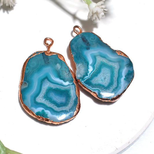 Rose Gold Plated Solar Quartz Pair, Wholesale Electroplated Gemstone Pair For Supply