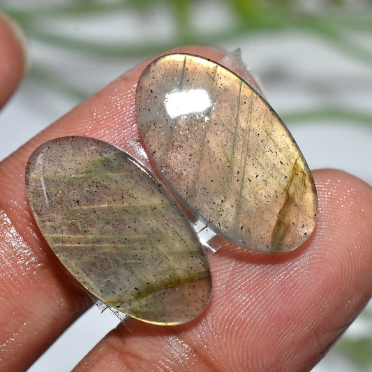 Natural Labradorite Oval Shape Pair - Crystal Healing & Earring Gemstones