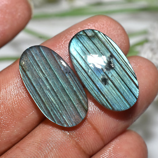 Labradorite Gemstone Pair | Handmade Jewelry Supplies(11x22x2mm,/20ct)