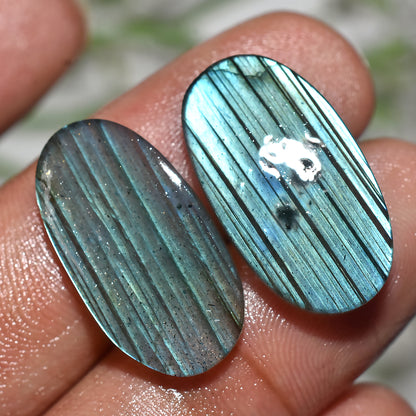 Labradorite Gemstone Pair | Handmade Jewelry Supplies(11x22x2mm,/20ct)