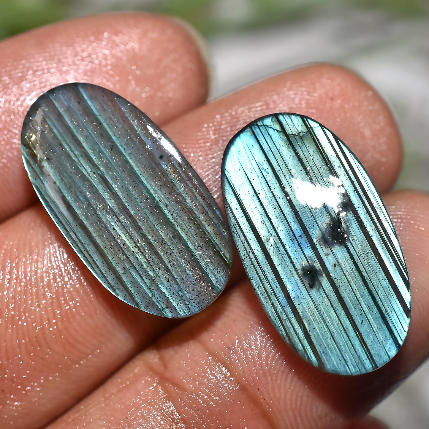 Labradorite Gemstone Pair | Handmade Jewelry Supplies(11x22x2mm,/20ct)