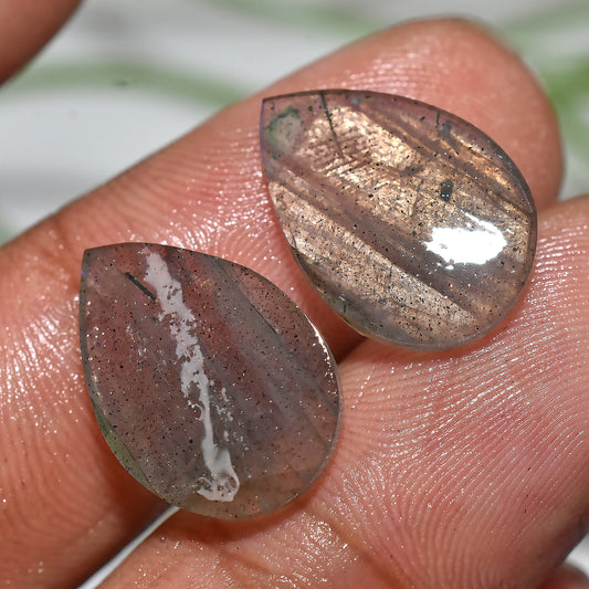 Labradorite Crystal Pair | Natural Stones for Jewelry Designers(11x16x2mm,/9ct)