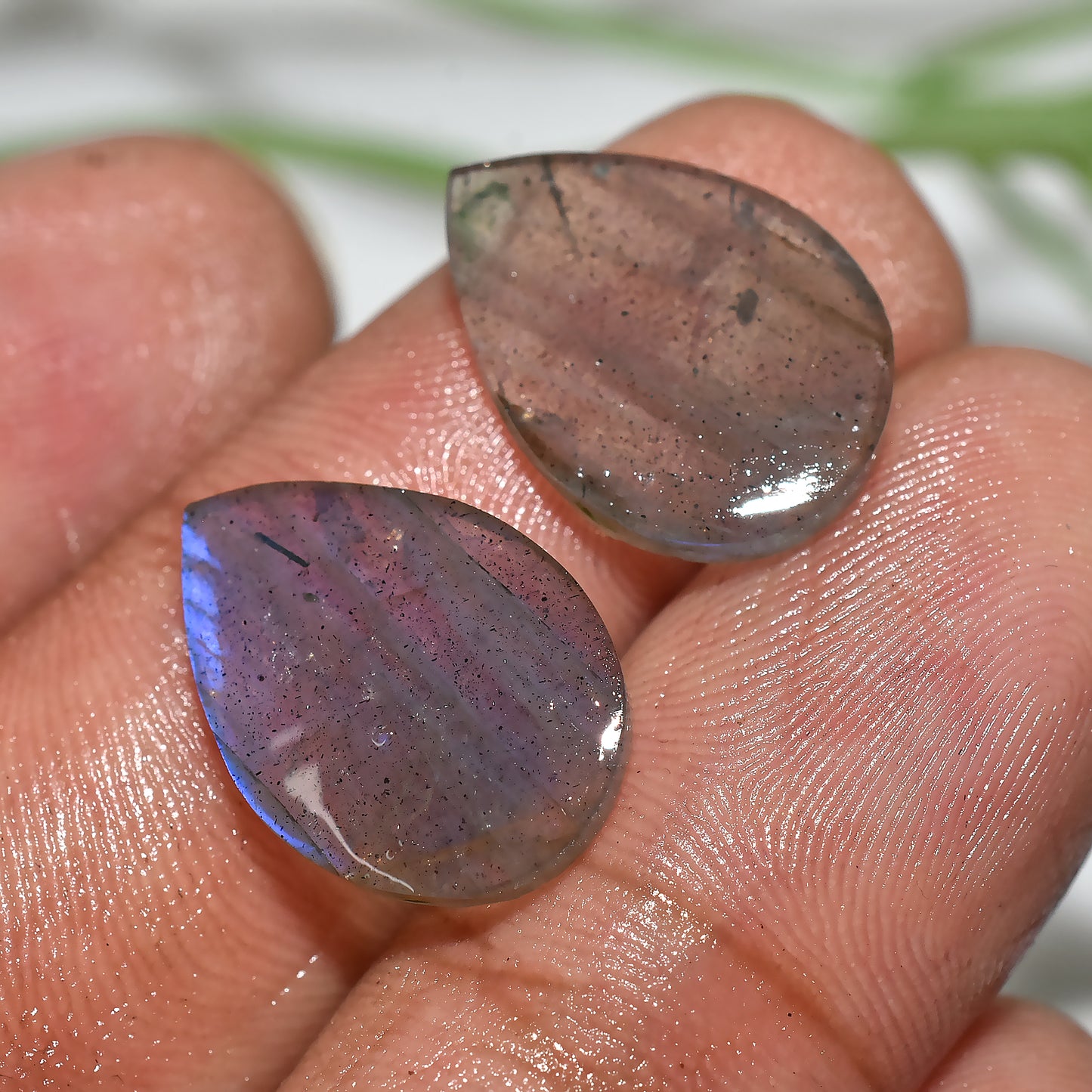 Labradorite Crystal Pair | Natural Stones for Jewelry Designers(11x16x2mm,/9ct)