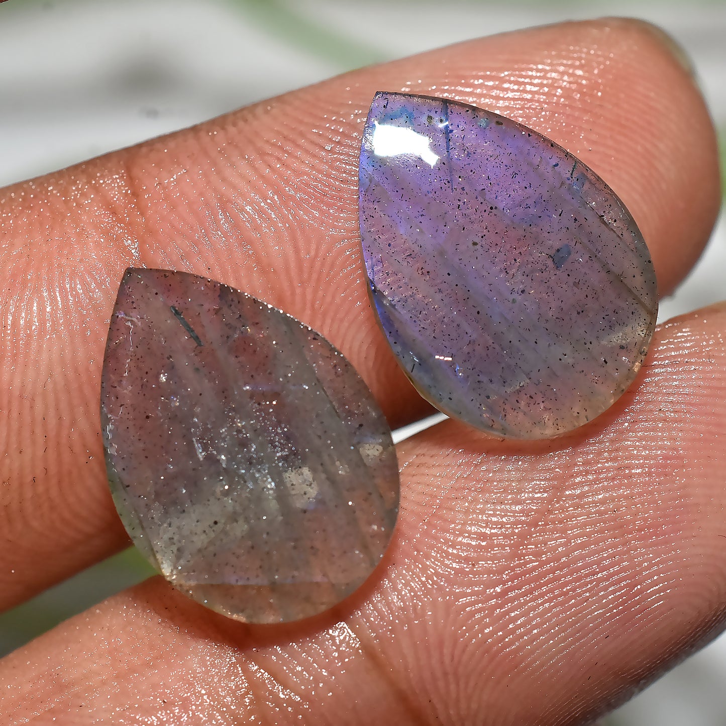 Labradorite Crystal Pair | Natural Stones for Jewelry Designers(11x16x2mm,/9ct)