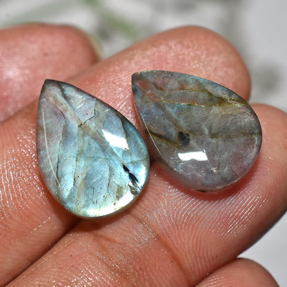 Labradorite Stone Pair | Healing Crystal Pear Cabochons(11x16x3mm,/15ct)