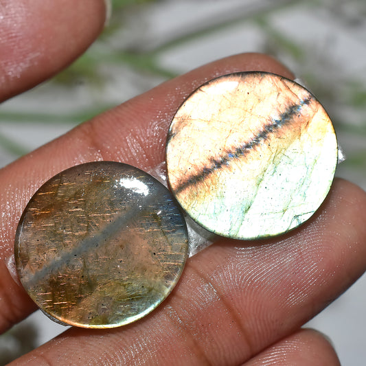 Labradorite Pair for Earrings | Polished Cabochon Set(20x20x3mm,/32ct)