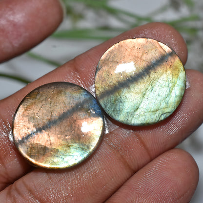 Labradorite Pair for Earrings | Polished Cabochon Set(20x20x3mm,/32ct)
