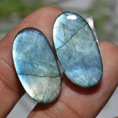 Labradorite Matched Pair Cabochons | Unique Jewelry Stones(10x21x5mm,/29ct)