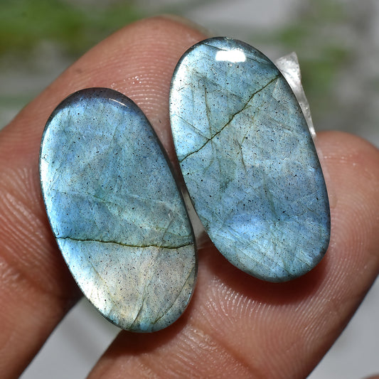 Labradorite Matched Pair Cabochons | Unique Jewelry Stones(10x21x5mm,/29ct)