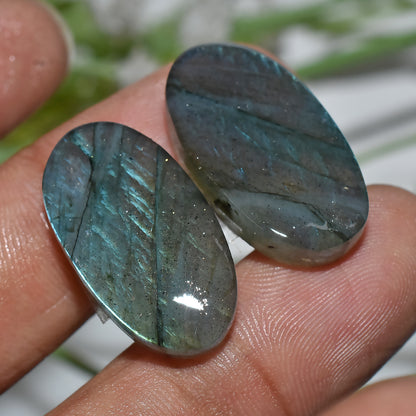 Labradorite Pear Shape Pair | Polished Cabochons for Earrings(12x23x3mm,/32ct)