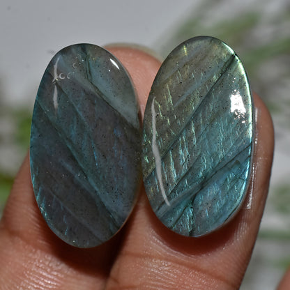 Labradorite Pear Shape Pair | Polished Cabochons for Earrings(12x23x3mm,/32ct)