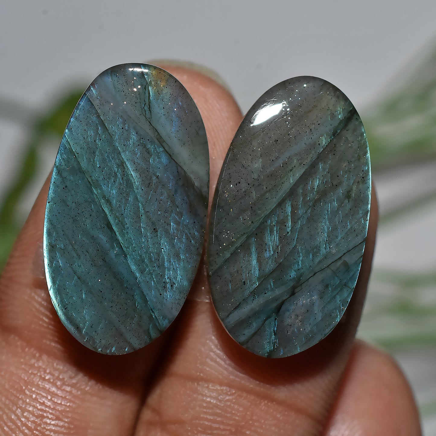 Labradorite Pear Shape Pair | Polished Cabochons for Earrings(12x23x3mm,/32ct)